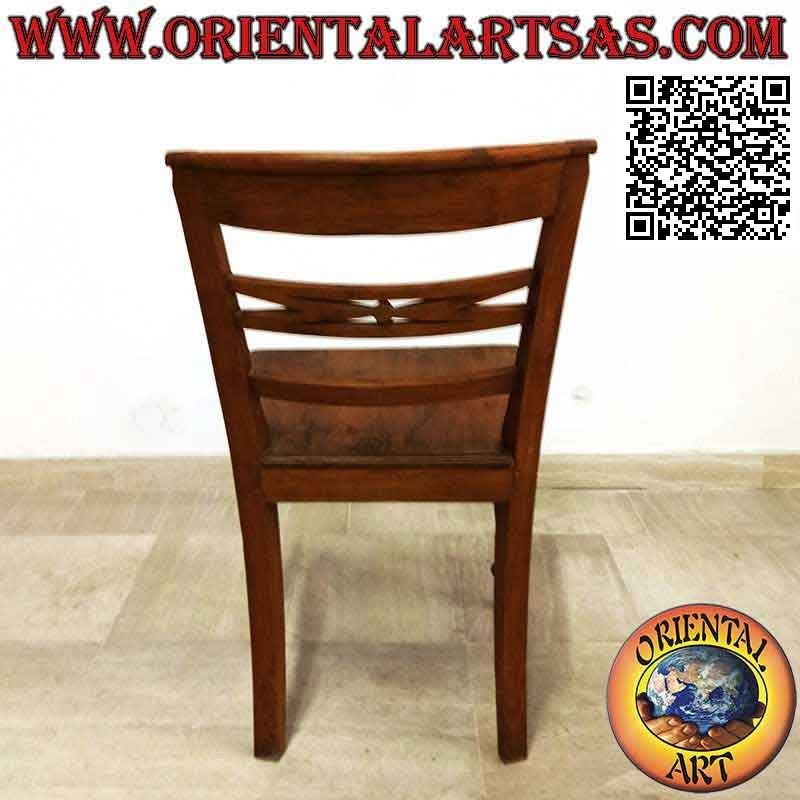 Sedia in stile raffles con fondo in legno, in legno di teak antico