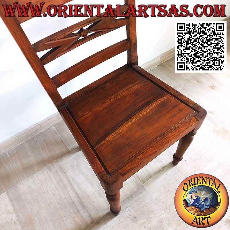 Chaise de style Raffles avec fond bordé en bois, en bois de teck