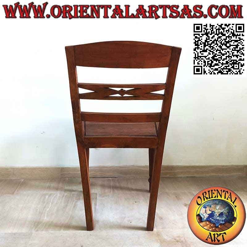 Silla estilo Raffles con fondo ribeteado en madera, en madera de teca