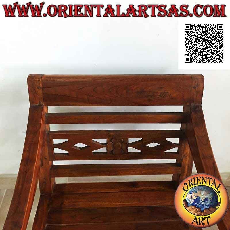 Poltrona baby in stile raffles con fondo di fasce in legno, in legno di teak