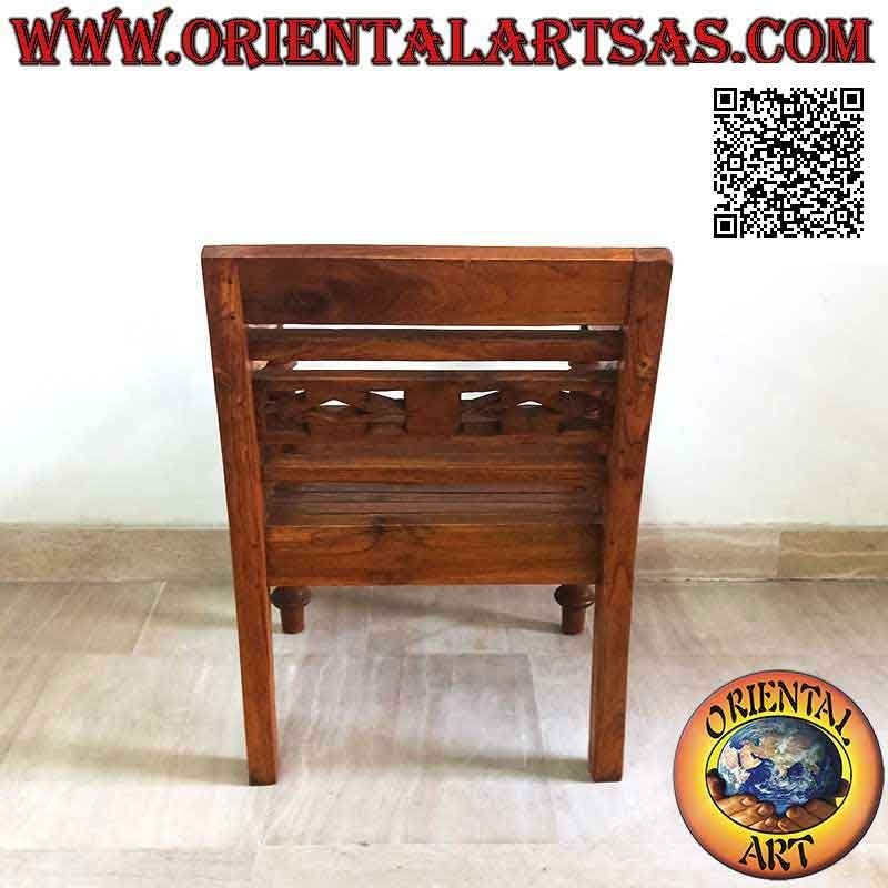 Poltrona baby in stile raffles con fondo di fasce in legno, in legno di teak