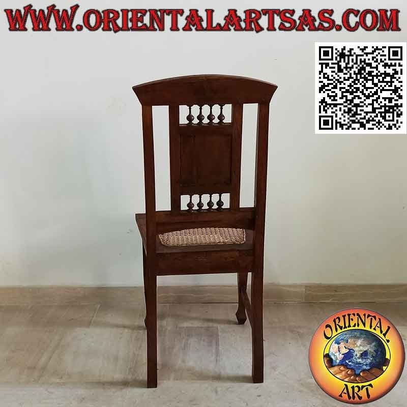 Colonial style chair with Dutch porcelain, in teak wood