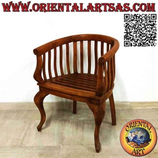 Sillón "redondo" moderno con asiento de banda de madera de teca