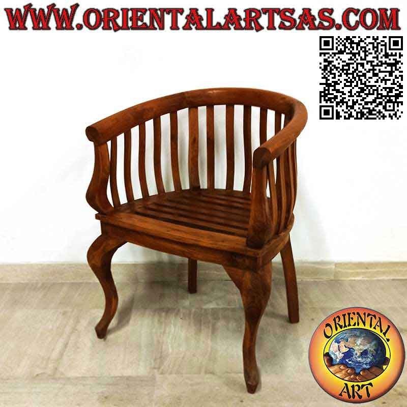 Poltrona moderna "round" con seduta a fascette in legno di teak