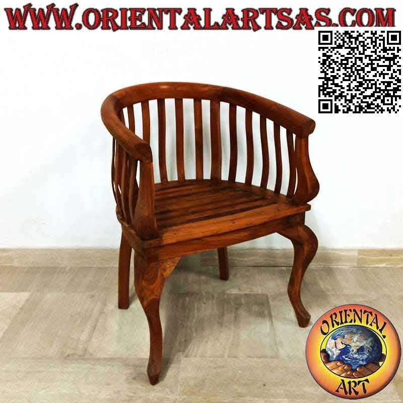Modern "round" armchair with teak wood band seat