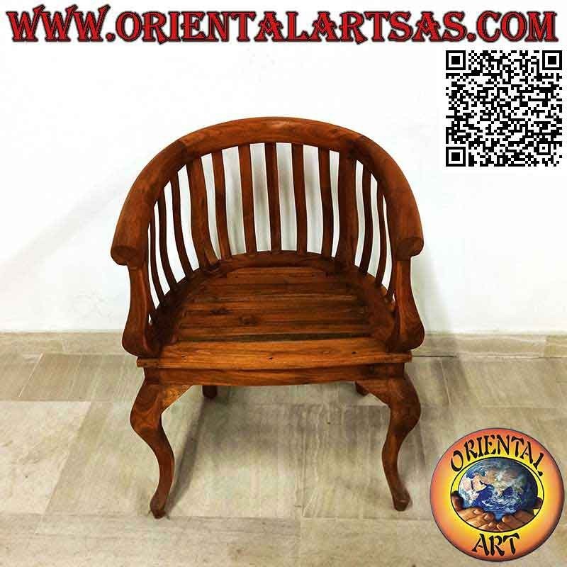 Fauteuil "rond" moderne avec assise en bois de teck