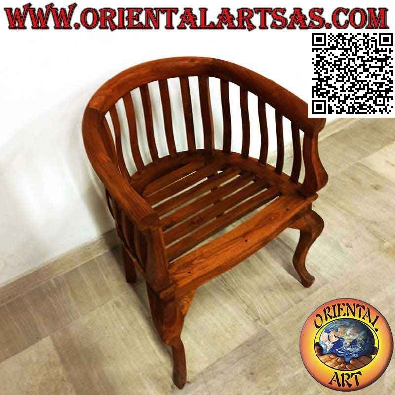 Sillón "redondo" moderno con asiento de banda de madera de teca