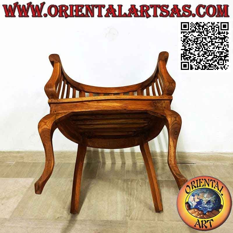 Modern "round" armchair with teak wood band seat