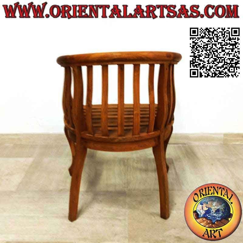 Poltrona moderna "round" con seduta a fascette in legno di teak