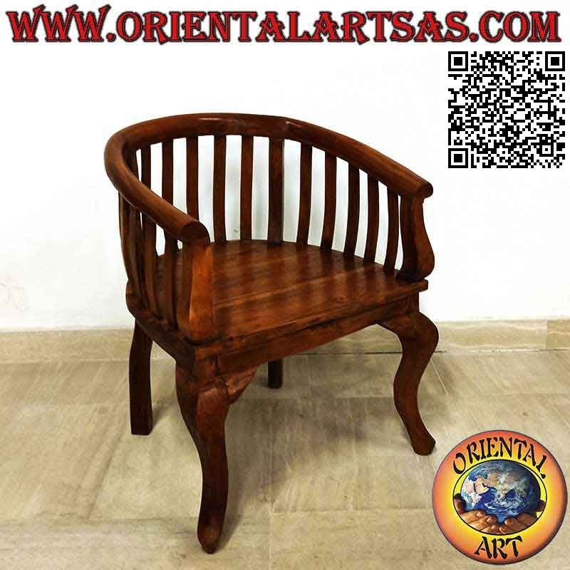 Fauteuil bébé "rond" moderne avec assise pleine en bois de teck