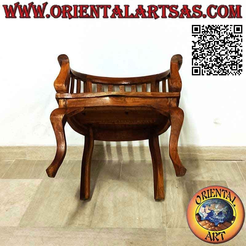 Modern "round" baby armchair with full seat in teak wood