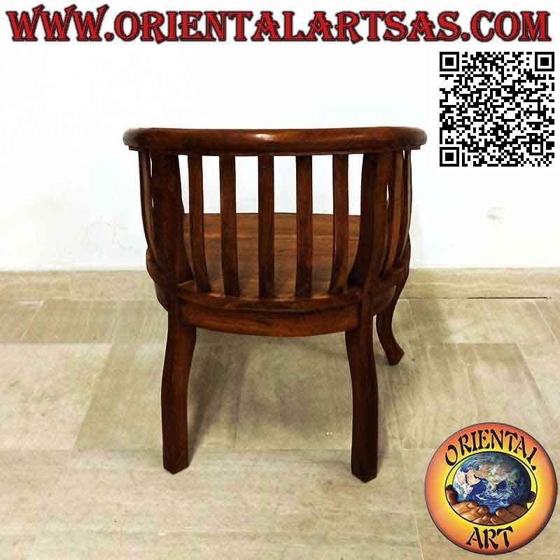 Modern "round" baby armchair with full seat in teak wood