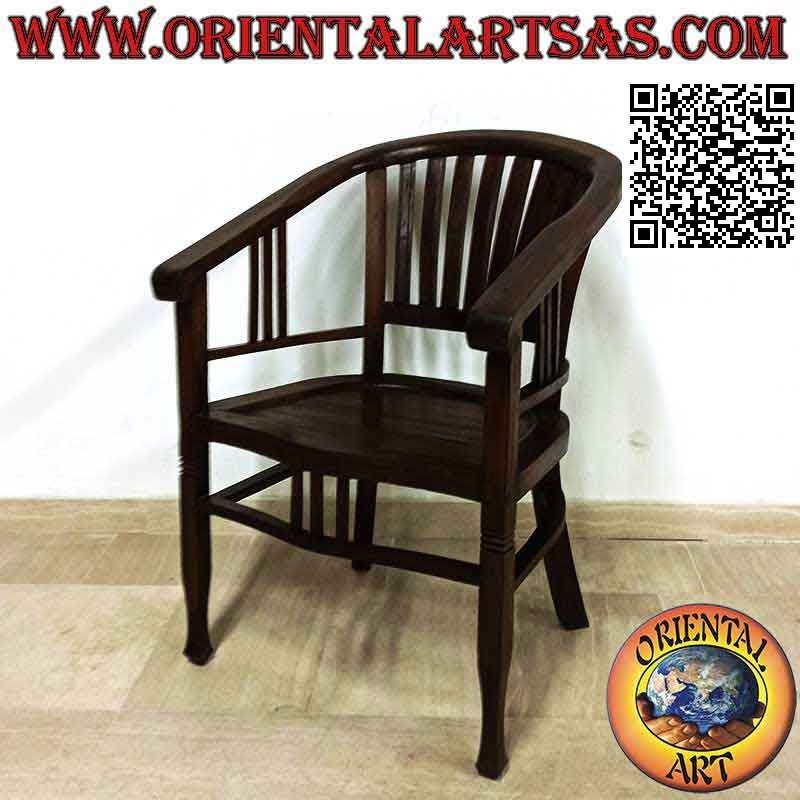 Poltrona in stile "Washington" interamente in legno di teak (colore scuro)