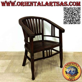 Poltrona in stile "Washington" interamente in legno di teak (colore scuro)