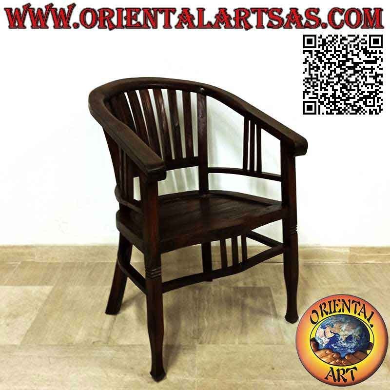 Fauteuil de style "Washington" entièrement en bois de teck (couleur foncée)