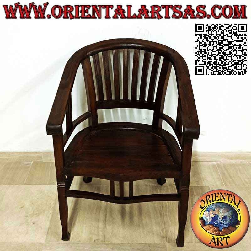 Fauteuil de style "Washington" entièrement en bois de teck (couleur foncée)