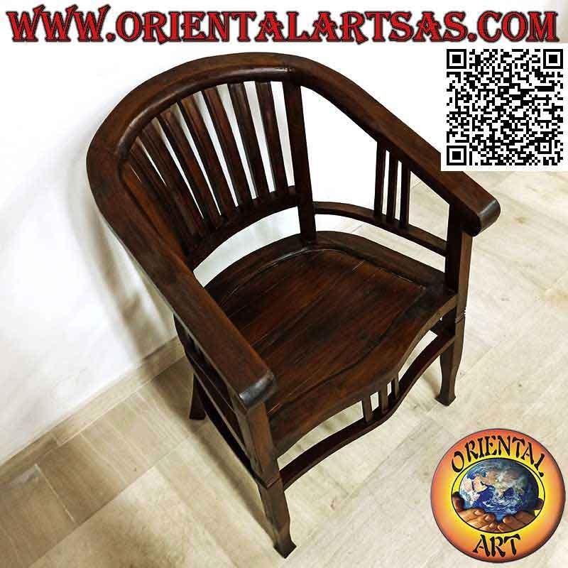 Sillón estilo "Washington" íntegramente en madera de teca (color oscuro)