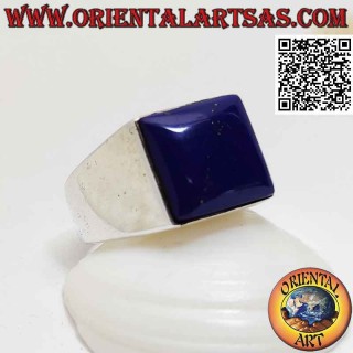 Silver ring with square cabochon sodalite on smooth setting