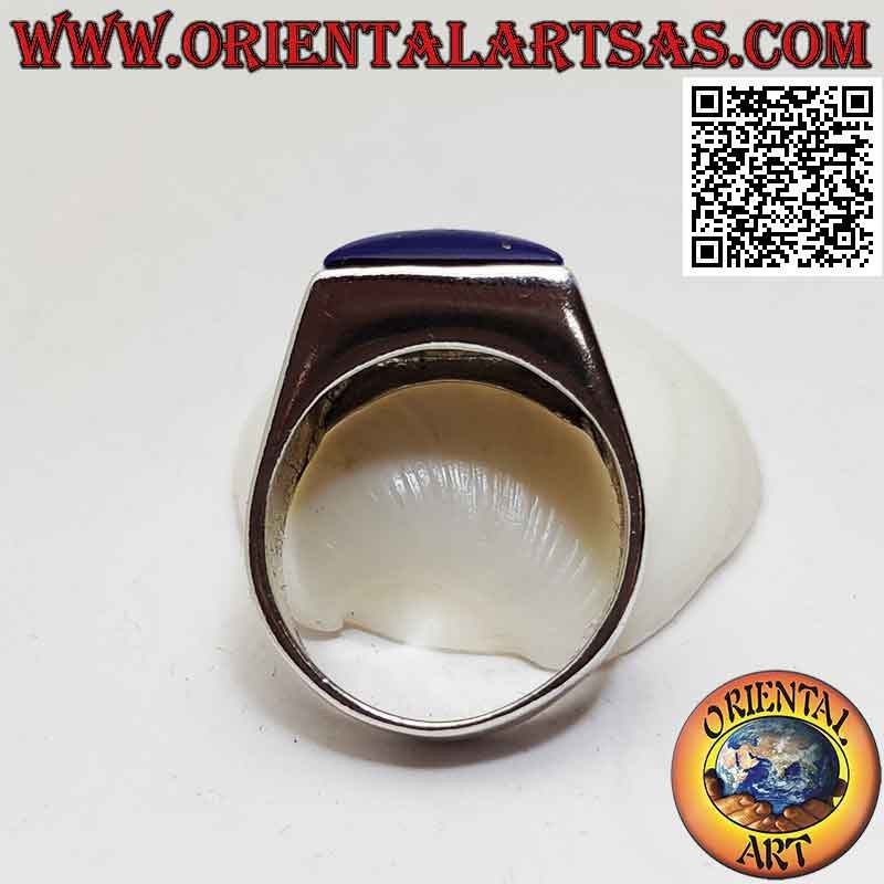 Anillo de plata con sodalita de cabujón cuadrado en engaste liso