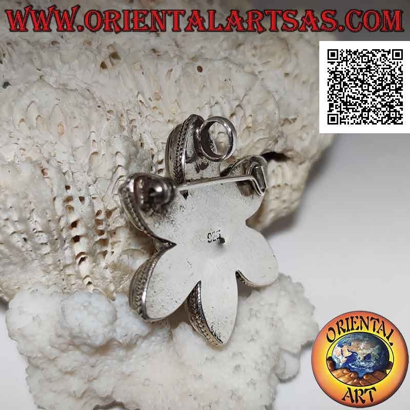 Colgante broche de plata, estrella de seis puntas de piedra lunar en forma de lágrima y óvalo central horizontal