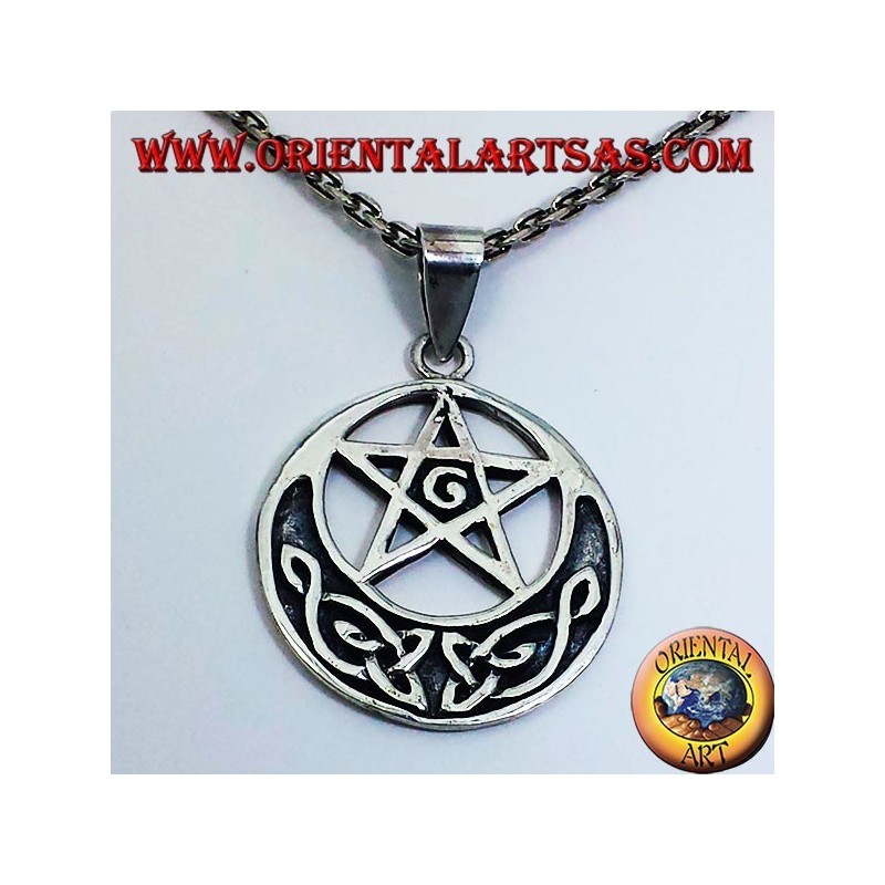 silver pendant, pentagram with G and Celtic knot