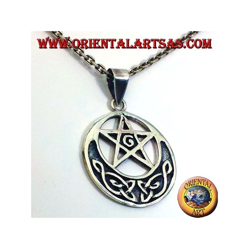 silver pendant, pentagram with G and Celtic knot