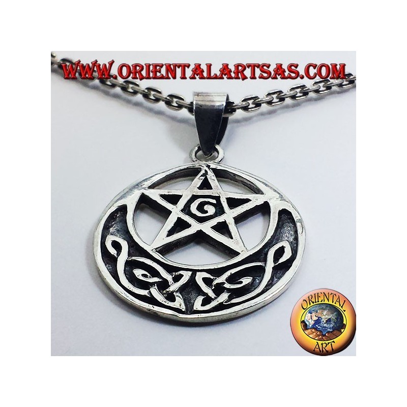 silver pendant, pentagram with G and Celtic knot