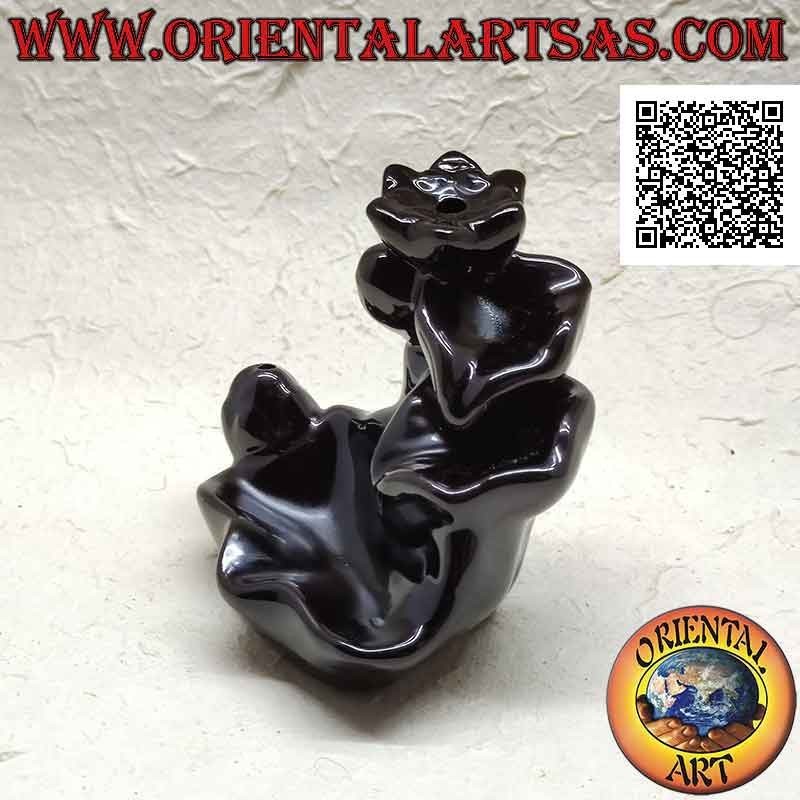 Bruciatore per incensi a cono a forma di fontana di foglie per effetto cascata di fumo, in ceramica