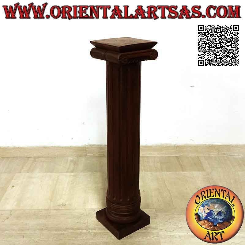 Column (backsplash) with imperial-style capital in teak wood (100 cm)