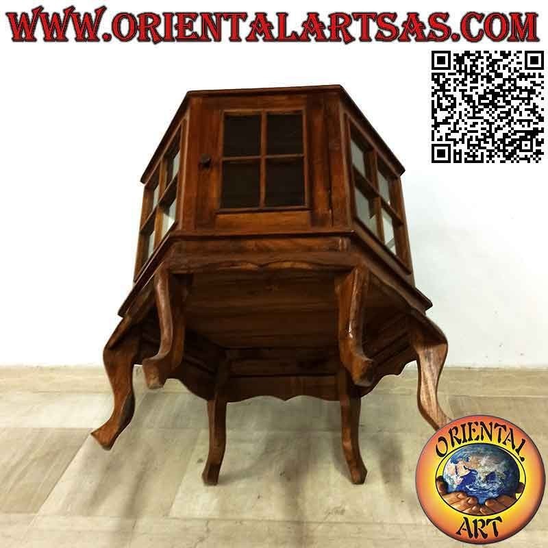 Vetrinetta esagonale (stile bar) in legno di teak