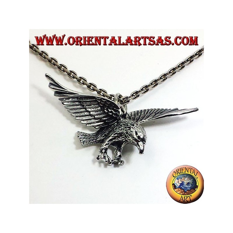 colgante de plata, águila en tres dimensiones