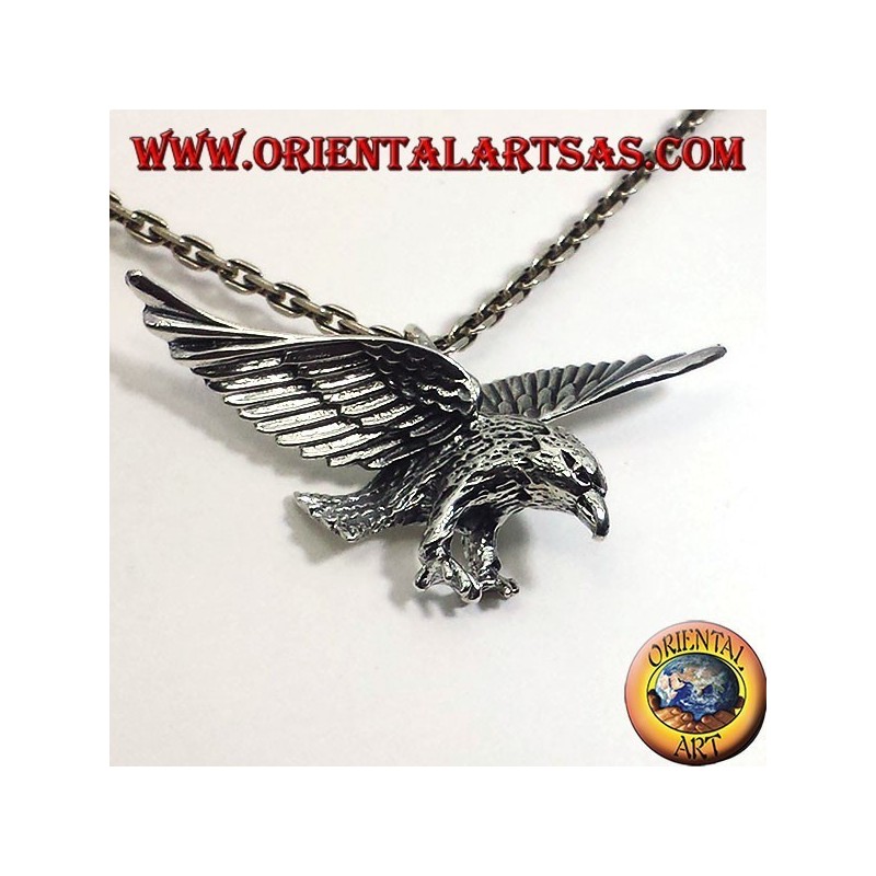 colgante de plata, águila en tres dimensiones