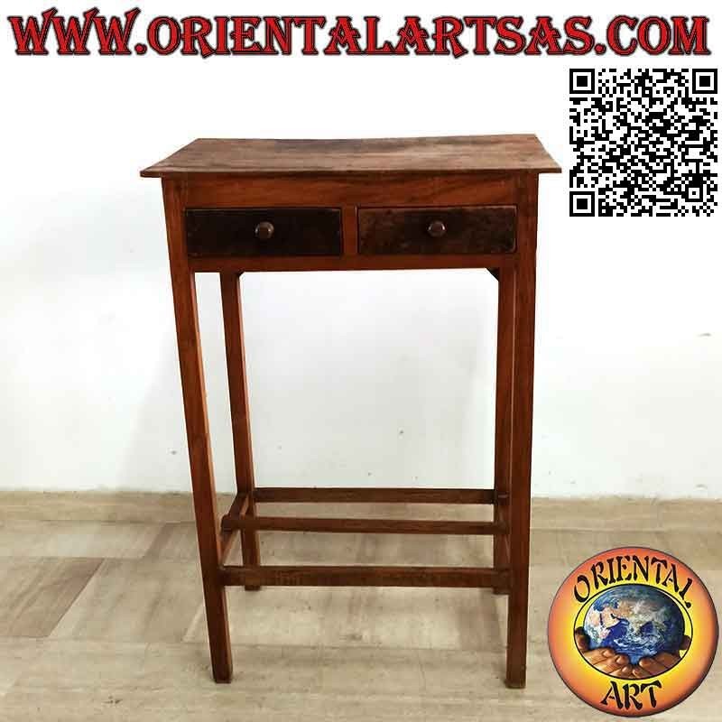 Mesa de conferencias alta con 2 cajones en madera de teca antigua