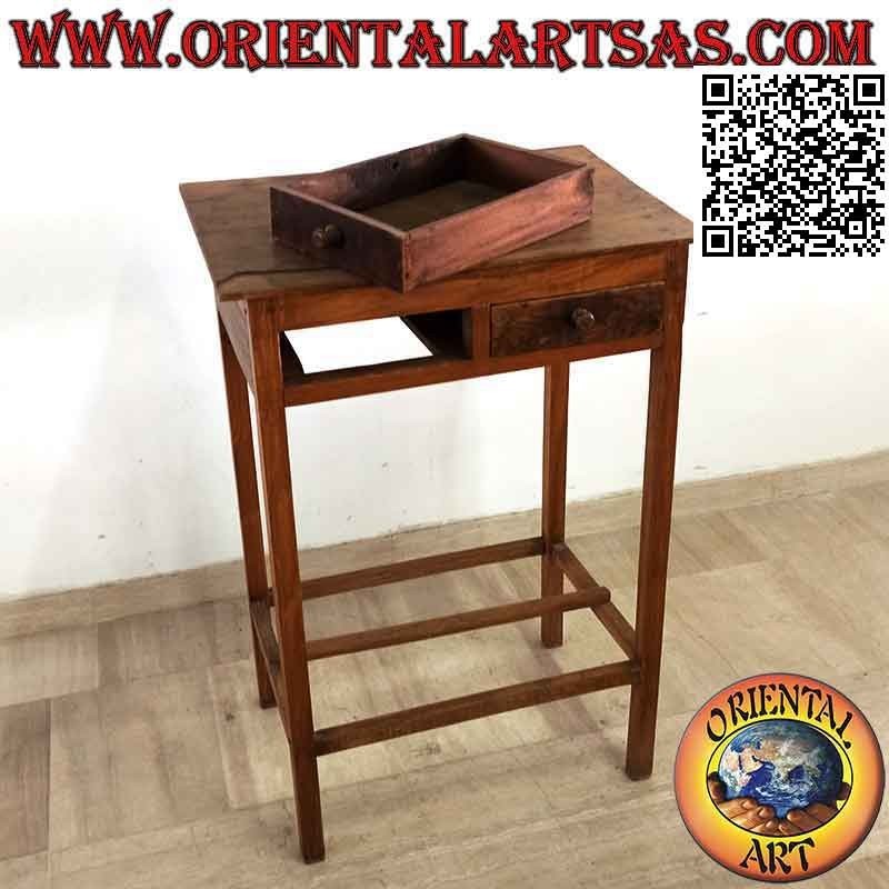 Mesa de conferencias alta con 2 cajones en madera de teca antigua