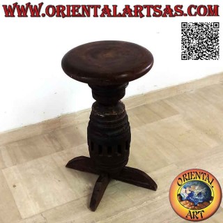 Swivel stool made with ancient pieces of a solid wood wagon