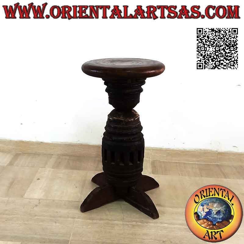 Swivel stool made with ancient pieces of a solid wood wagon