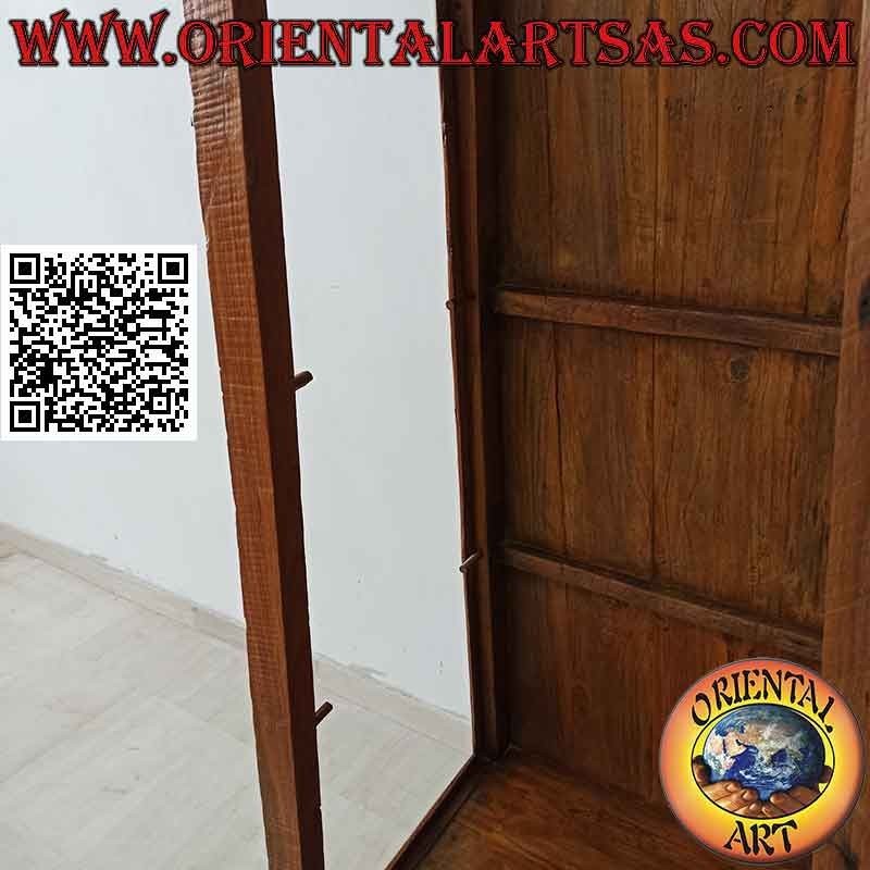 High trapezoidal pyramid showcase in antique teak wood