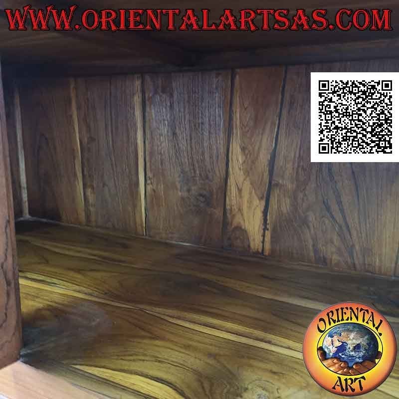 High sideboard with 3 drawers and 3 glass doors and 3 closed doors in solid teak wood