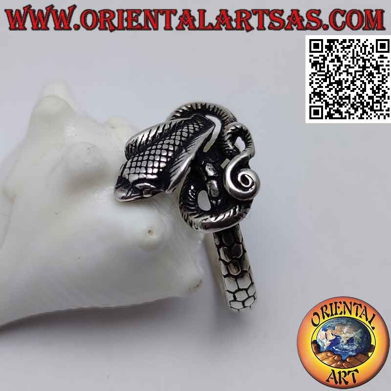 Bague en argent en forme de serpent "cobra" en forme et torsadé