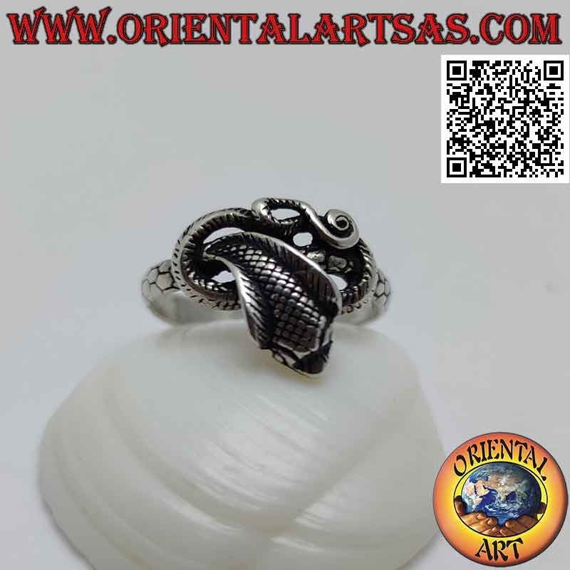 Bague en argent en forme de serpent "cobra" en forme et torsadé