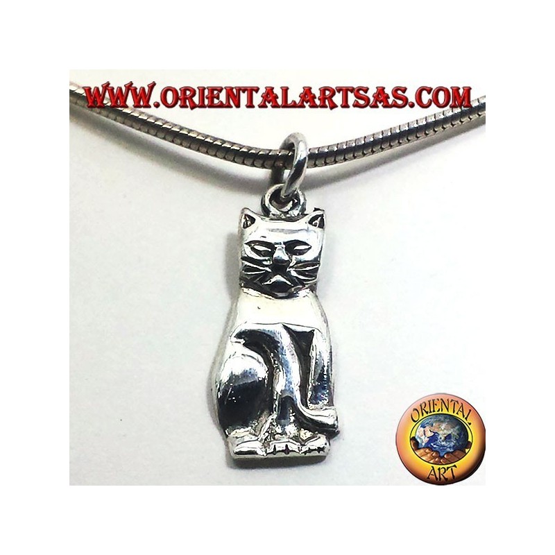 Pendentif chat en argent