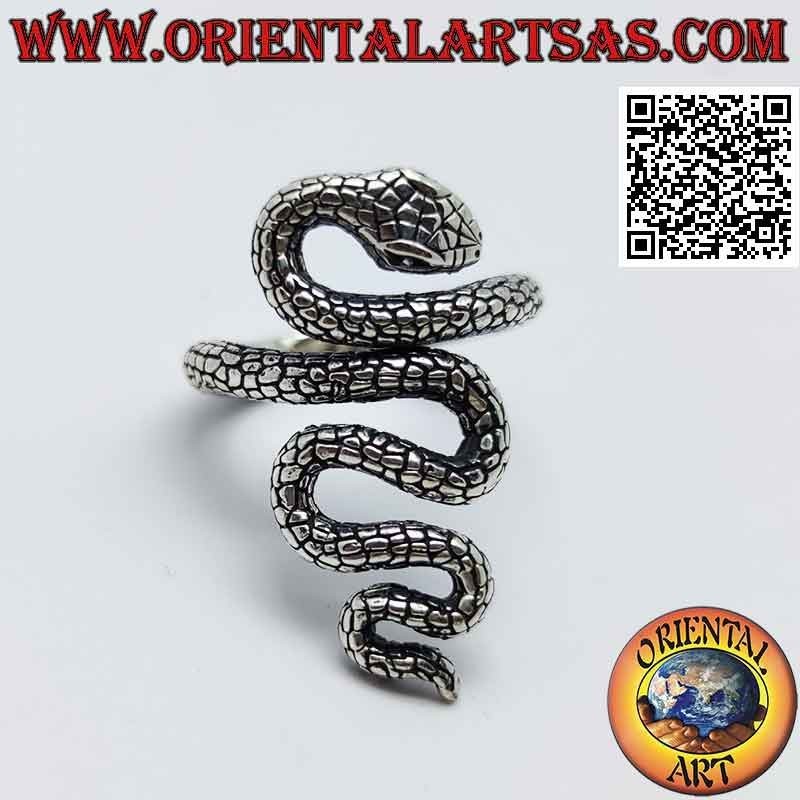 Bague en argent en forme de serpent du désert en mouvement sinueux