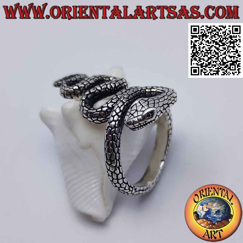 Bague en argent en forme de serpent du désert en mouvement sinueux
