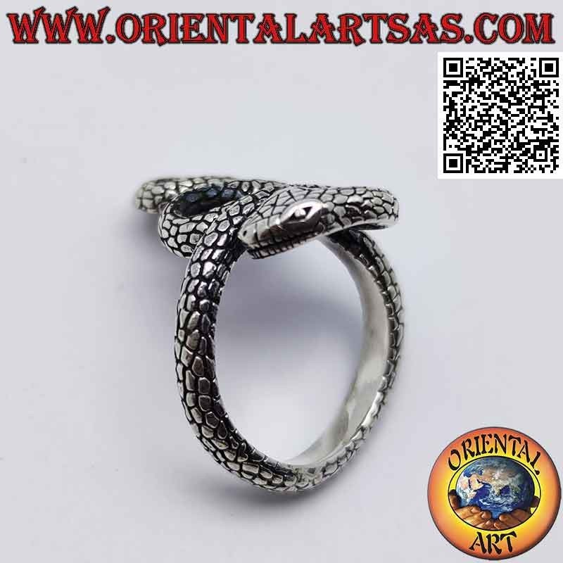 Silver ring in the shape of a desert snake in sinuous movement