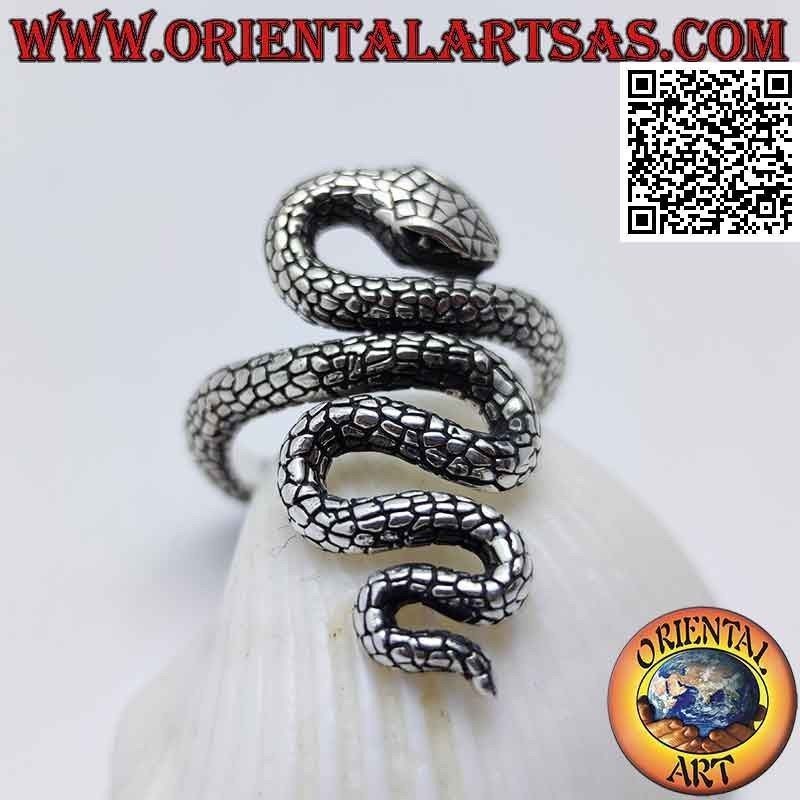 Bague en argent en forme de serpent du désert en mouvement sinueux