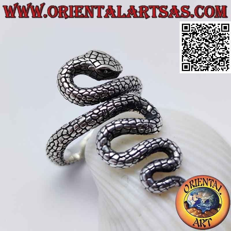 Bague en argent en forme de serpent du désert en mouvement sinueux