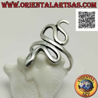 Anillo de plata en forma de serpiente "serpiente" de piel suave en movimiento sinuoso