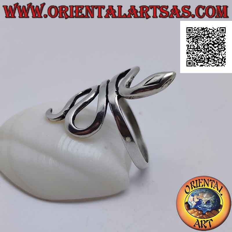Anello in argento a forma di serpente "biscia" con pelle liscia in movimento sinuoso