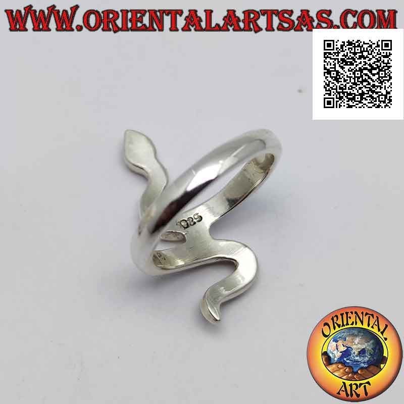 Anello in argento a forma di serpente "biscia" con pelle liscia in movimento avvolgente