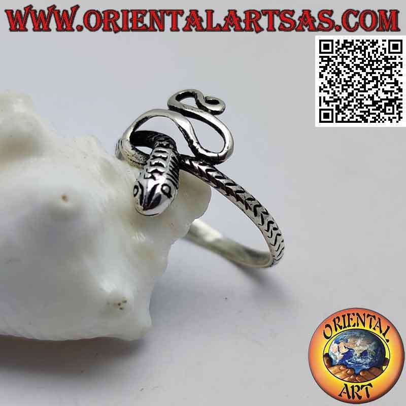 Anillo de plata en forma de serpiente en forma y retorcida (pequeña)